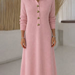 Zeagoo Women's Classic Heart Shaped Button Ribbed Knit Dress