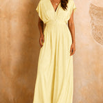 Summer Elegant V-Neck Ruffle Waist Satin Dress