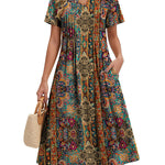 Zeagoo Women's Casual Short Sleeve A-line Midi Dress with Pocket (US Only)