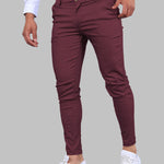 Men's Business Zip Fly Solid Color Flap Detail Slim Fit Pants
