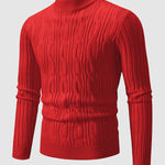 Men's Solid Cable Knit Crew Neck Sweater