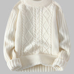 Men's casual Solid Cable slim fit stand collar sweater