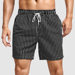 Men's Classic Striped Double-Layer Mesh Beach Swim Shorts