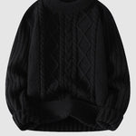 Men's casual Solid Cable slim fit stand collar sweater