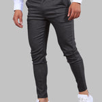 Men's Business Zip Fly Solid Color Flap Detail Slim Fit Pants