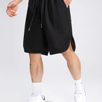 Men's waffle texture letter embroidered casual sports shorts