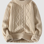 Men's casual Solid Cable slim fit stand collar sweater