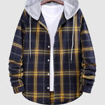 Men's plaid hooded thin hooded shirt