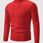 Men's Solid Color Geometric Slim Stand Collar Sweater