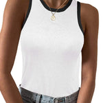 Zeagoo Tank Top Crowl Neck Ribbed Knit Shirts