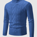 Men's Solid Color Geometric Slim Stand Collar Sweater