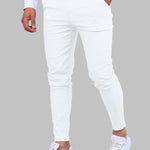 Men's Business Zip Fly Solid Color Flap Detail Slim Fit Pants