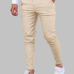 Men's Business Zip Fly Solid Color Flap Detail Slim Fit Pants