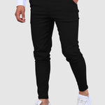 Men's Business Zip Fly Solid Color Flap Detail Slim Fit Pants