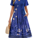 Zeagoo Women's Casual Short Sleeve A-line Midi Dress with Pocket (US Only)