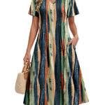 Zeagoo Women's Casual Short Sleeve A-line Midi Dress with Pocket (US Only)