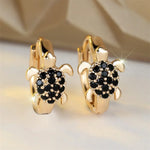 Sea Turtle Hoop Earrings with Sparkling Zircon