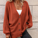 Zeagoo Women's Button Down Horizontal-Ribbing Longline Cardigan
