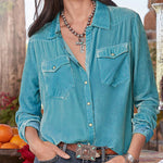 Zeagoo Loose Casual Vintage Velvet Long Sleeve Shirt for Women Casual Work Office Loose Fit 2026 | Under $40