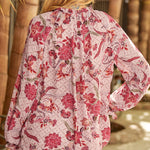 Zeagoo Round Neck Long Sleeve Shirt Floral Print Lantern Sleeve Tunic Top