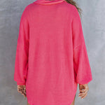 Zeagoo Waffle Knit Button Down Shirt Long Sleeve Loose Solid Color Tops