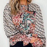 Zeagoo Ethnic Style Printed Chiffon Shirt Women's Long-sleeved Loose Top for Women Casual Work Office Loose Fit 2026 | Under $40