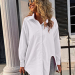 Zeagoo Long Sleeve Lapel Cardigan Top Simple Solid Color Loose Fashion Casual Shirt