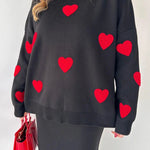 Zeagoo Women's Chic Two-piece Set Hearts Knit Pullover and Hip Wrap Skirt