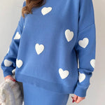 Zeagoo Women's Chic Two-piece Set Hearts Knit Pullover and Hip Wrap Skirt