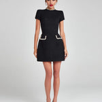 Zeagoo Elegant Fitted Pearl Trim Tweed Dress for Women Casual Summer Vacation 2026