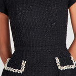 Zeagoo Elegant Fitted Pearl Trim Tweed Dress for Women Casual Summer Vacation 2026