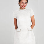 Zeagoo Elegant Fitted Pearl Trim Tweed Dress for Women Casual Summer Vacation 2026