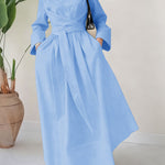 Zeagoo Women's Casual Cinched Waist Long Sleeve Dress