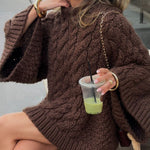 Zeagoo Women's Casual Cable Knit Short Sweater Dresses