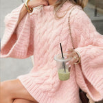 Zeagoo Women's Casual Cable Knit Short Sweater Dresses
