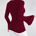 Zeagoo Zeagoo Chic Bell Sleeves Pit-Stripe Knit Top for Women Casual Work Office Loose Fit 2026 | Under $40