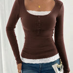 Zeagoo Fashion Lace Patchwork Pit-Stripe Knit Top for Women Elegant Date Night Party 2026 | Under $40