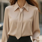 Zeagoo Semi Formal Collar Tie Long Sleeve Blouse for Women Casual Work Office Loose Fit 2026 | Under $40