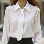 Zeagoo Semi Formal Collar Tie Long Sleeve Blouse for Women Casual Work Office Loose Fit 2026 | Under $40