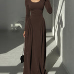 Zeagoo Women's Casual Slim Pleated Maxi Dress