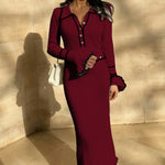 Zeagoo Women's Chic Colorblock Slim Fit Knitted Maxi Dress
