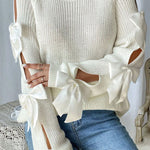 Zeagoo Cute Bow-Knitted Openwork Sweater