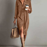 Zeagoo Women's Casual Corduroy Long Sleeves Shirt Dress
