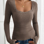 Zeagoo Slim Lace Patchwork U-Neck Undershirt for Women Elegant Date Night Party 2026