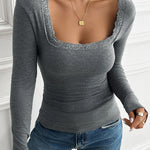 Zeagoo Slim Lace Patchwork U-Neck Undershirt for Women Elegant Date Night Party 2026