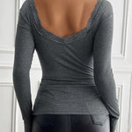 Zeagoo Slim Lace Patchwork U-Neck Undershirt for Women Elegant Date Night Party 2026