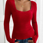 Zeagoo Slim Lace Patchwork U-Neck Undershirt for Women Elegant Date Night Party 2026
