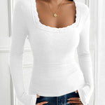 Zeagoo Slim Lace Patchwork U-Neck Undershirt for Women Elegant Date Night Party 2026
