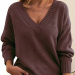 Zeagoo Elegant Casual V-neck Knit Sweater for Women Casual Work Office Loose Fit 2026 | Under $25