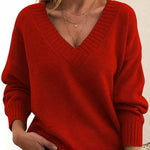 Zeagoo Elegant Casual V-neck Knit Sweater for Women Casual Work Office Loose Fit 2026 | Under $25